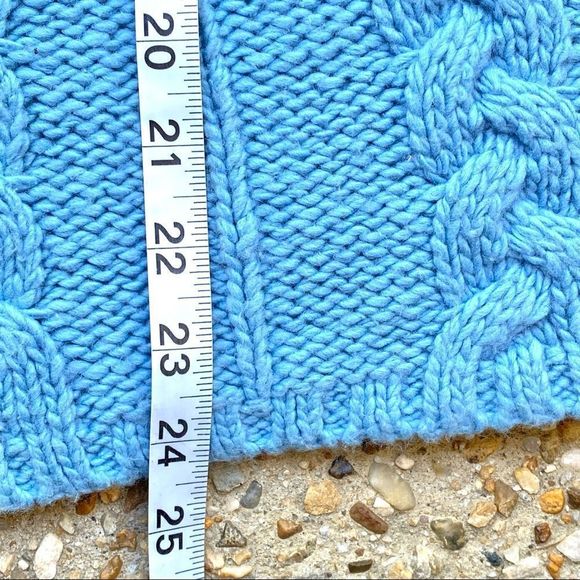 Gap Celtic Cable Knit Wool Blend 3/4 Sleeve Blue Sweater Size XS - Picture 3 of 9